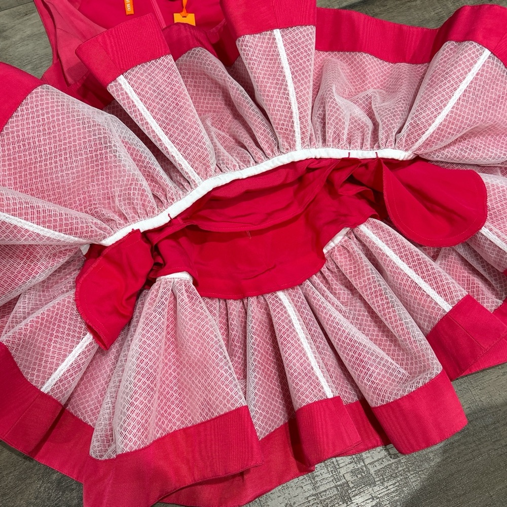 BACH MAI Framboise Volant Moiré Scoop Neck Mini Dress - Picture 4 of 10